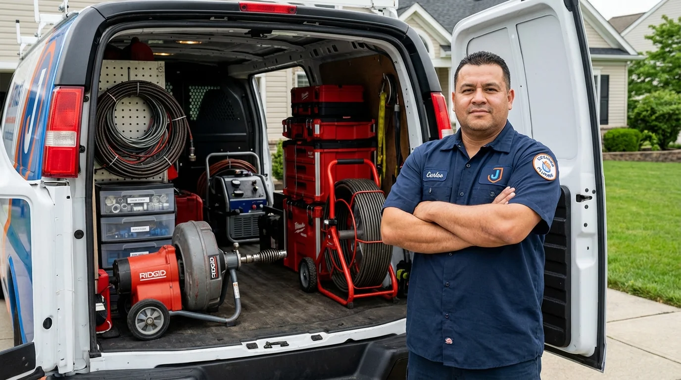 Professional drain cleaning equipment and Johns Plumbing LLC plumber in Des Moines