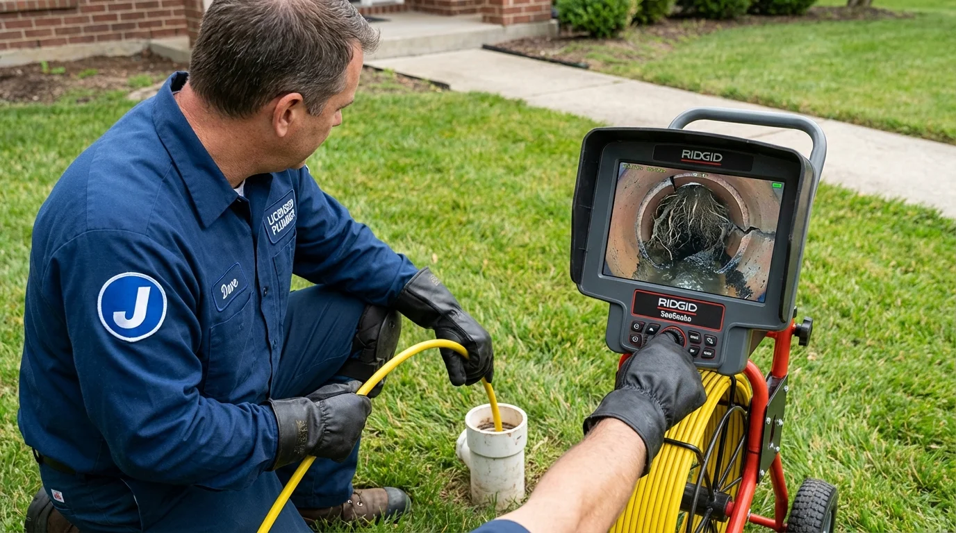 Sewer camera inspection being performed by Johns Plumbing LLC in Des Moines
