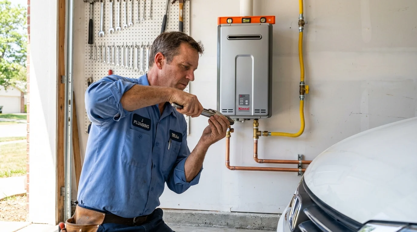Tankless water heater installation by a Johns Plumbing LLC plumber in Des Moines